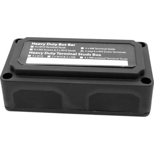 Bus Bar Power Distribution Box with 4xM6 (1/4") Studs + 12xM4 (5/32") Screws