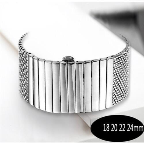 Watch accessories steel strap men for DW Nice mesh with stainless steel solid strap butterfly buckle 18mm20mm22mm24mm watch band