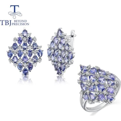 2020 Luxury natural 8ct Tanzanite jewelry set natural gemstone 925 sterling silver fine jewelry for women mom nice gift
