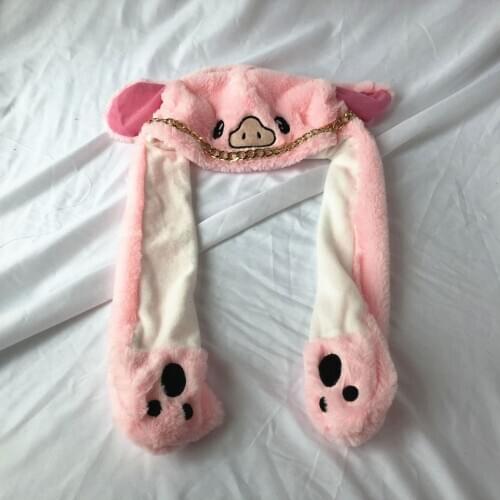 KPOP Jungkook Jimin V Suga J-hope Jin Rm RMHat Moving Ears Moving Hat Cartoon Pink Pig Plush Animal Hat Cute Keep Warm