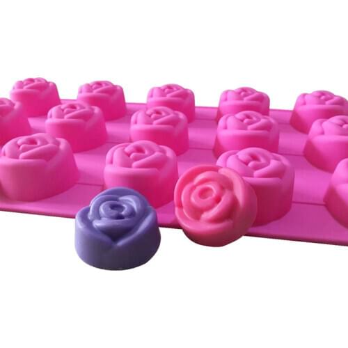 15Cavity 4.2cm Rose Flower Soap mold Silicone Mold for Handmade Soap making Ice Cube Chocolate Cake Banking Mold Silicone