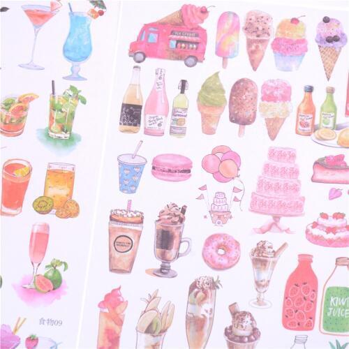Cute Mini Animal PVC Transparent Plant Food Text Korean Stickers Papers Flakes Kids Decorative For Cards Stationery 2 Sheets
