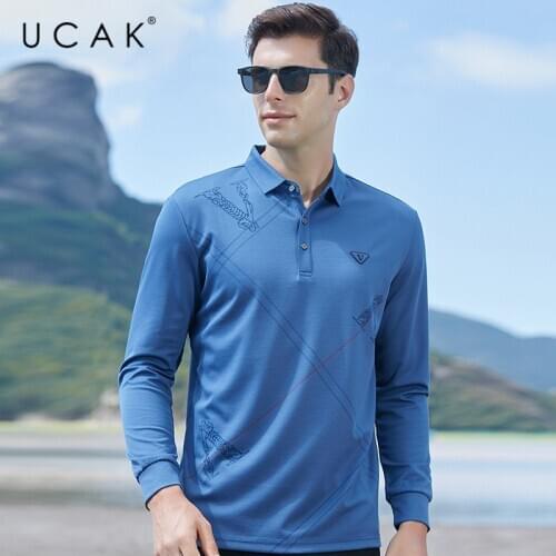 UCAK Brand Spring Autumn New Arrivals High Quality Casual Cotton Turn-down Collar Long Sleeve Polo-Shirt Men Clothing U5348