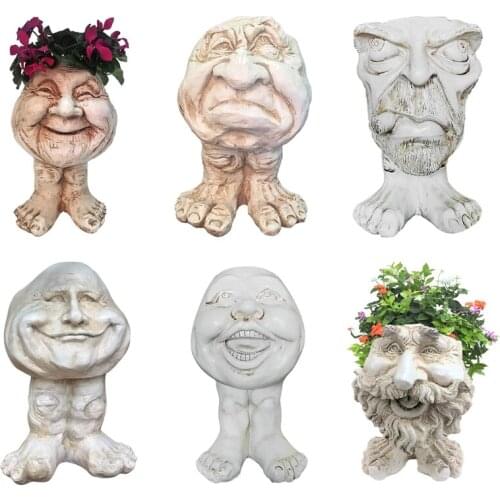 Funny Expression Flower Pot Gnomes Garden Statue Ornament Creative Sculpture Creative Outdoor Garden Decor Art Crafts Home Garde