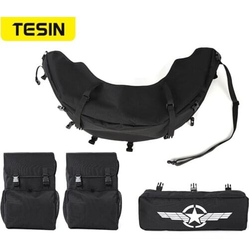 TESIN Car Rear Spare Tire Storage Bag Tool Kit Cargo Organizer Bags Luggage Saddlebag For Jeep Wrangler JK TJ JL Car Accessories