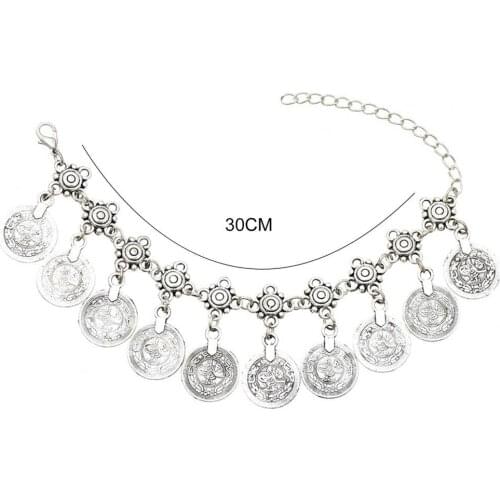 Women Alloy Tassel Coin Dangle Adjustable Beach Anklet Foot Chain Foot Jewelry