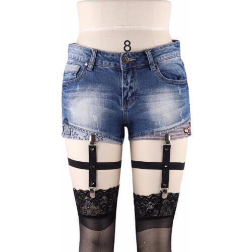 1 Pair Rivet Leg Garters Womens Fetish Body Harness Sexy Adjustable Socks Suspenders Belt Elastic Stocking Garters P0119