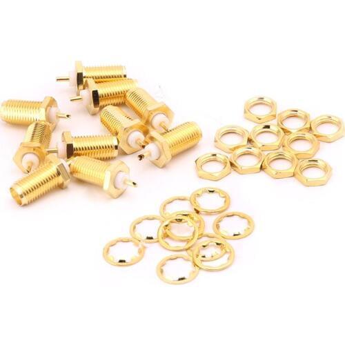 10Pcs/Set SMA-KY RF Connectors SMA Female Nut Bulkhead Handle Deck Clip Solder Cup