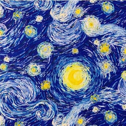100% Cotton Fabric 50x110cm world masterpiece Printed Cotton Fabric DIY Patchwork Textile Tissue Home Decor