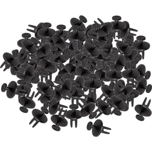 100 Packs Mud Skirt Blind Rivets 6mm Retainer Clips Mouldings Trim Black