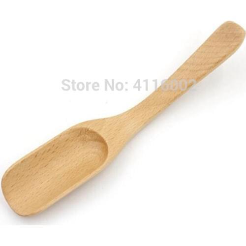 100pcs Japanese Style Natural Beech Wooden Tea Scoop Coffee Beans Spade Utensil Kitchen Accessorie Tableware