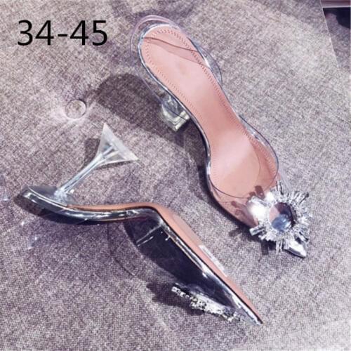 34-45 Sexy High Heels Sandals Shoes Woman Silver Rhinestone Wedding Shoes High Heels Party Shoes Summer Height Heels Sandals