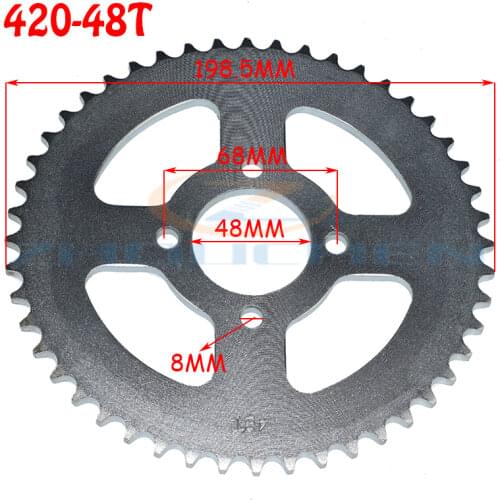 420 48T 48MM motorcycle chain sprocket rear rear sprocket gear suitable for 420 chain 110cc 125cc 140cc mud pit bicycle kart