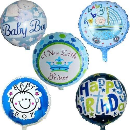 5 Pcs/lot 18" Baby Boy Helium Foil Balloons Baby Boy Happy Birthday Decorations Kids 1 Year Birthday Baby Shower Balloon
