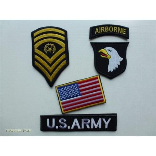 5pc/lot ww2 US 101ST AIRBORNE U.S. ARMY patches hook&loop US Flag Patches Tactical insignia military armband wholesale