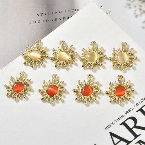 The Sun God Opal Alloy Pendant DIY Necklaces Earrings Jewelry Materials Accessories 6 pcs