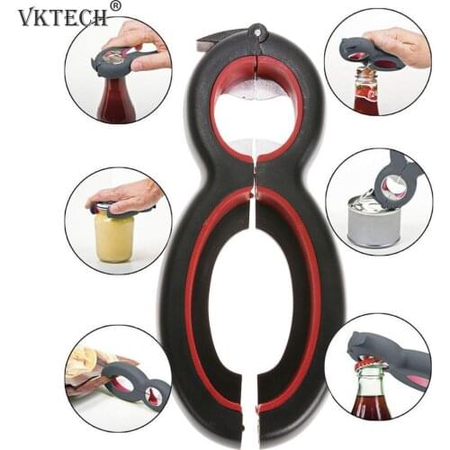 6 in 1 Multi Function Can Beer Bottle Opener All in One Jar Gripper Can Beer Lid Twist Off Jar Wine Opener Claw VIP Dropship