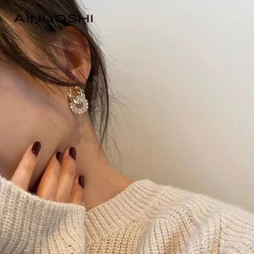 AINUOSHI NEW 2021 Authentic 925 Sterling Silver Drop Earrings Sparkling Cubic Zirconia brincos Fashion Earring Jewelry Ohrring