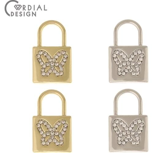 Cordial Design 50Pcs 13*21MM Jewelry Accessories/Lock Shape/DIY/Rhinestone Pendants/Hand Made/Jewelry Findings & Components