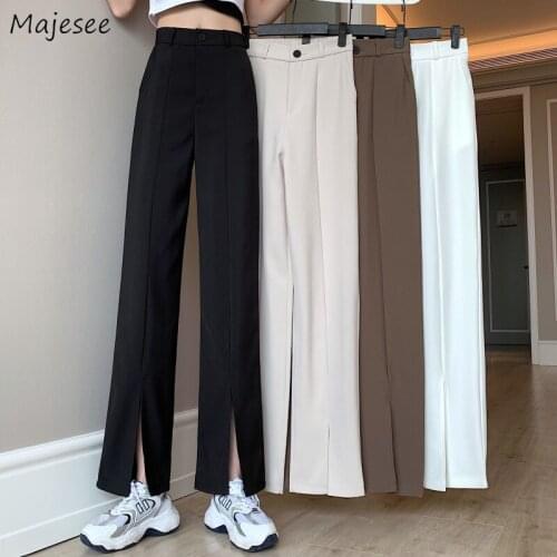 Pants Women Split Trousers Summer Loose Empire Fashion 4 Colors Korean Simple Soft All-match Thin Solid Breathable Harajuku Cozy
