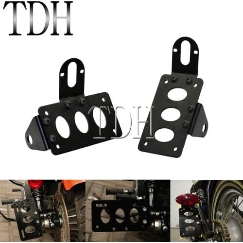 Black Motorcycle Side Mount Tail Light License Number Plate Bracket Holder For Harley Sportster Bobber Chopper Suzuki Yamaha
