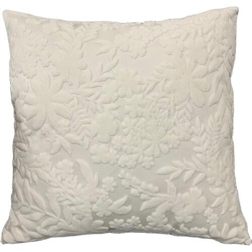 Decorative Luxury Modern White Jacquard Cutting Velvet Plant Cushion Cover Sofa Throw Pillowcase Seat Cushion Cover Home