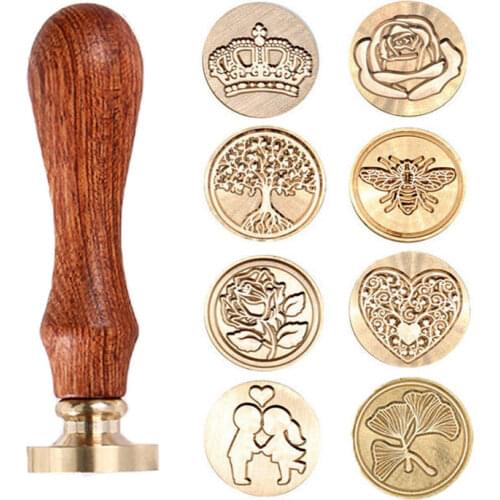 Tree Pattern Wax Seal Stamps Retro Happy Birthday Antique Wooden Sealing Scrapbooking Sollos Stempel Craft Wedding Decorative