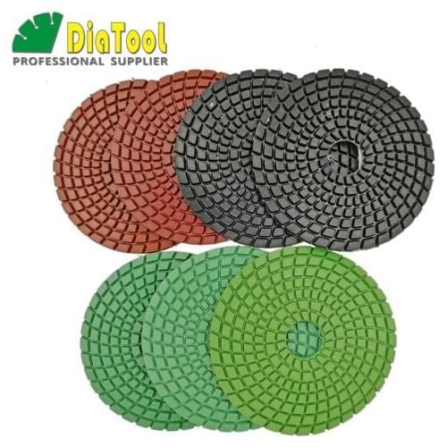 DIATOOL 7pcs/set Professional Premium quality diamond polishing pads for marble & granite Diameter 100mm sanding discs