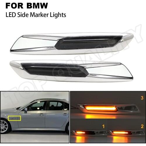 For BMW E60 E61 E88 E90 E91 E92 E93 Smoked Lens LED Dynamic Side Marker Turn Signal Light Indicator Blinker Signal Lamps