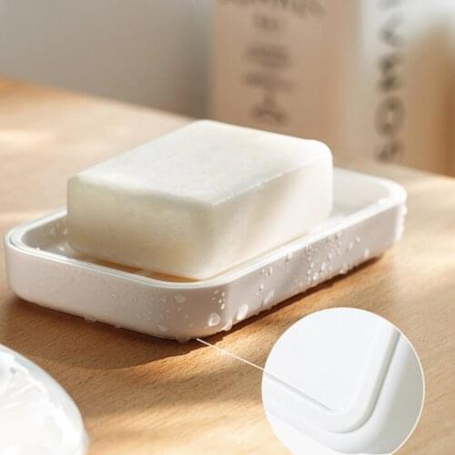 Two layers plastic soap holder for bathroom high quality white wall mounted punch free soaps dish with drain