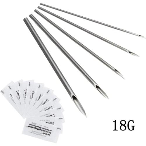 EMALLA 100PCS Disposable Ear Nose Piercing Needles Mixed Sizes 18g Body Piercing Needles for Ear Nose Piercing Supplies Piercing