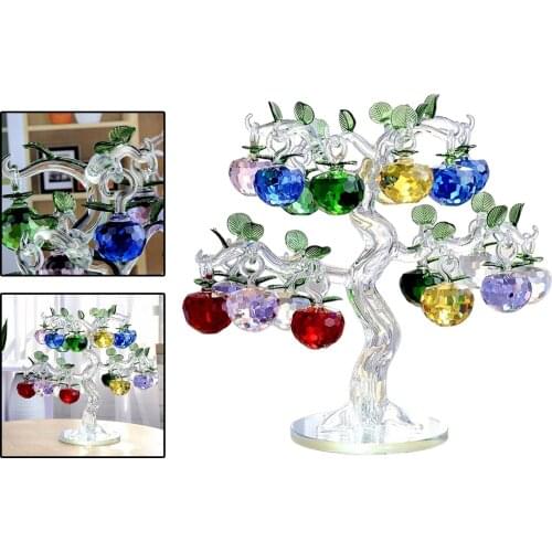 Crystal Apple Tree Ornament Fengshui Glass Crafts Home Decor Figurines Ornaments Christmas New Year Birthday Souvenirs Gift