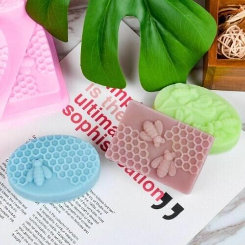 Handmade Tools Washable Silicone Cake Maker Bee Pattern Craft Home Supplies DIY Non Stick Soap Mold 6 Cavity Oval 3D