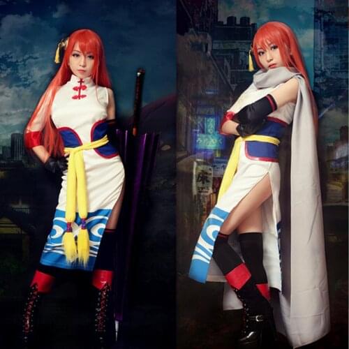 JP Anime Gintama Sakata Gintoki Cosplay Costume Halloween Dress Adults Kagura Cosplay Kimono for Girl