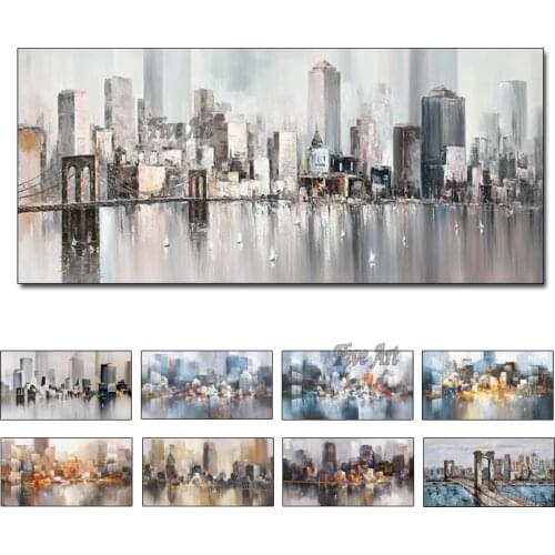 Architectural Style New York Oil Painting 100% Handmad Wall Art Home Decor Picture Modern Hand Painted Oil Painting On Canvas