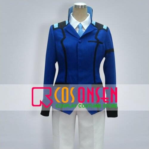 COSPLAYONSEN Mobile Suit Gundam 00 Graham Aker Cosplay Costume Blue Suit With Hat All Size