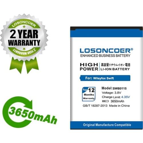 LOSONCOER Battery 3650mAh SWB0115 For Wileyfox Swift Mobile Phone Battery