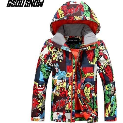 GSOU SNOW Childrens Ski Suit Outdoor Windproof Waterproof Breathable Warm Ultra Light Ski Jacket Ski Wear For Boy Size XS-M