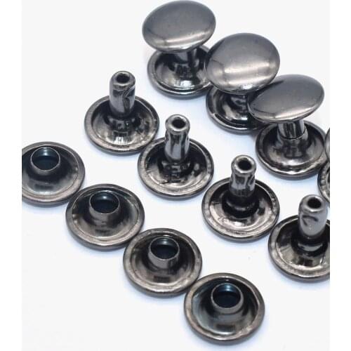 Gunmetal Rivet 9mm Double Round Cap Rivet Iron Button Rapid Rivet DIY Leather Craft Sewing Accessory Purse Handbag Bag Hardware