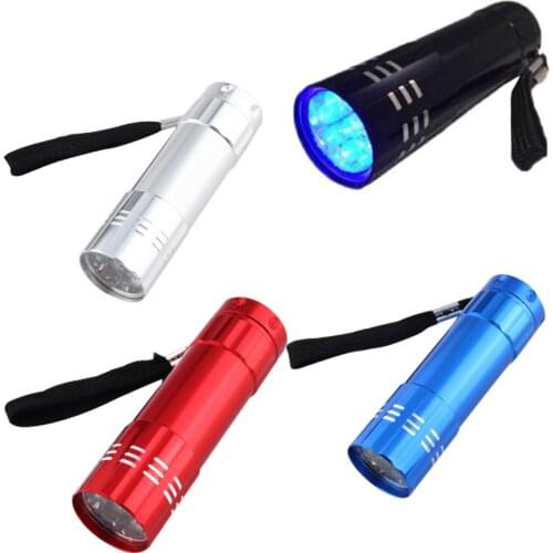 9 LED Mini UV ULTRA VIOLET Flashlight Torch 4.5V Light Waterproof Aluminum Lamp Outdoor Portable Tactical Lighting Tool UV Lamp