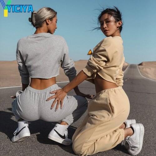 Fashion Harajuku Pullover Women Casual Outfit Crop Top Hoodie Sweatshirts And Long Sports Pant Suit Female Sweatshirt Outfit