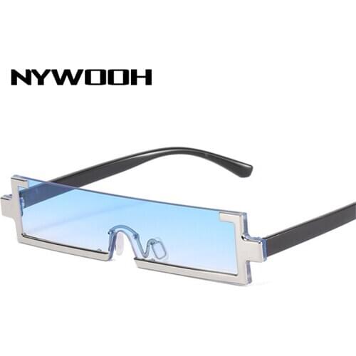NYWOOH Small Rectangle Sunglasses Women Men Vintage Funny Sun Glasses Retro Half Frame Narrow Eyeglasses Party Eyewear UV400