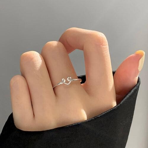 Wholesale Silver Color Heart Pendant Ring Charms Handmade Fashion Jewelry For Women Wedding Party Christmas Ring Hot Gift