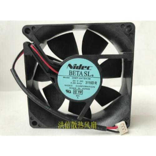 Original Nidec 8025 D08T-24TS4 09 DC24V 0.26A 8CM 2 line inverter fan