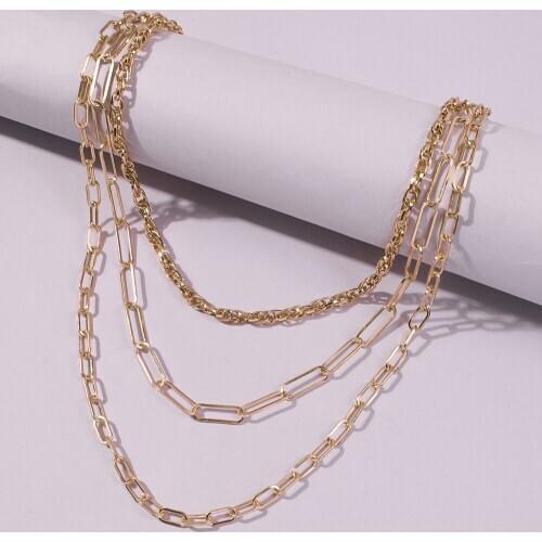 New European and American fashion street hipster punk hip-hop style multilayer alloy necklace necklace initial necklace