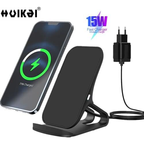 Wireless Charger Stand 15W Fast Charging Stand 2-Coils for iPhone 12 Pro/12 Pro Max/11 Pro Samsung Galaxy S21/S20 Note 20 Ultra