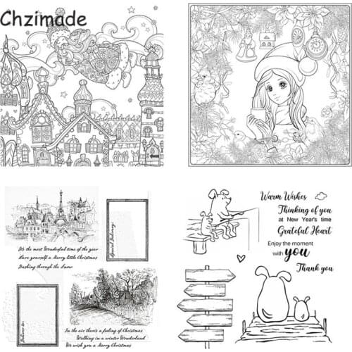 Chzimade Christmas Day Festival Transparent Clear Silicone Stamps for DIY Scrapbooking Card Making Handmade Decoration Supplies