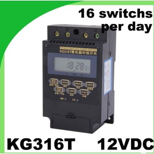 Microcomputer time switch KG316T 12VDC 16 groups switch / day din rail type Display microcomputer control switch