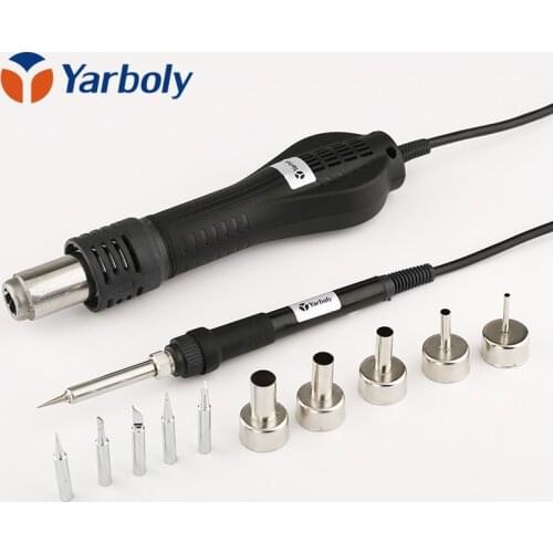 Soldering Iron Handle for HAKKO 936 907 +5 Iron tip+Heat Gun Hot Air Desoldering Gun Handle FOR 858 8858D 878A 878 +5 Nozzles