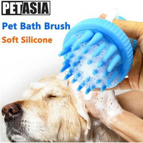 PETASIA Pet Bath Brush Clean Massage Comb Silicone Pet Supplies Bathing Cat Dog Foam Brush For Small Big Dogs Grooming Comb